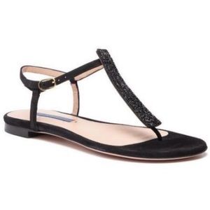 Stuart Weitzman Splendor Black Thong Sandal